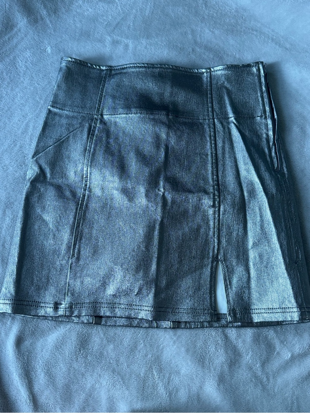 Free People Silver mini skirt